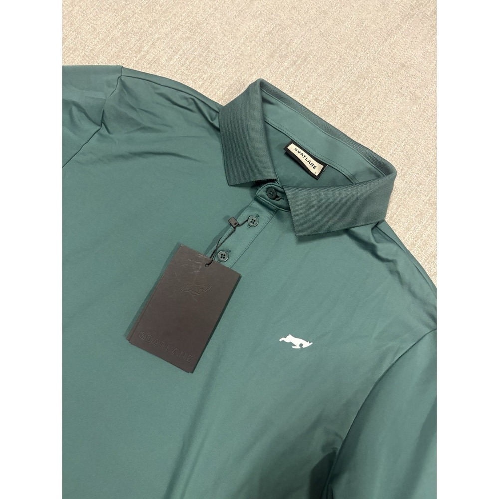 NEW GOATLANE Tech Polo Shirt SS Mens Large Green Solid Golf Performance NWT